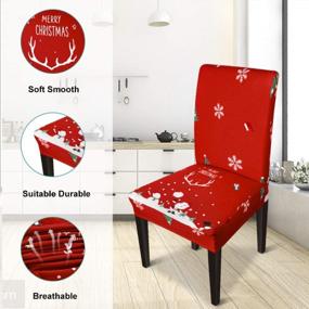 img 2 attached to GoodtoU Chair Covers For Dining Room Christmas Stretch Dining Chair Protector Slipovers Christmas Decorations (Set Of 4,Snowman)