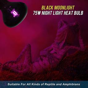 img 1 attached to 🐍 2 Pack 75W Reptile Infrared Moonlight Bulb: Black Glass Cover Night Heat Lamp for Pet Light, UVA Basking Spot Lamp for Reptiles and Amphibians - Lizard, Dragon, Chameleon, Snake