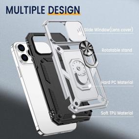 img 2 attached to Сверхмощный защитный чехол Goton Armor военного класса для IPhone 13 Pro Max 6.7 с крышкой слайд-камеры, подставкой и магнитным автомобильным держателем - серебристый (6,7 дюйма)