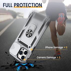 img 1 attached to Сверхмощный защитный чехол Goton Armor военного класса для IPhone 13 Pro Max 6.7 с крышкой слайд-камеры, подставкой и магнитным автомобильным держателем - серебристый (6,7 дюйма)