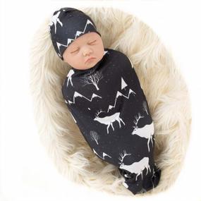 img 4 attached to Gray Arrow Newborn Swaddle Blanket And Beanie Set - Galabloomer Baby Boy Receiving Blankets