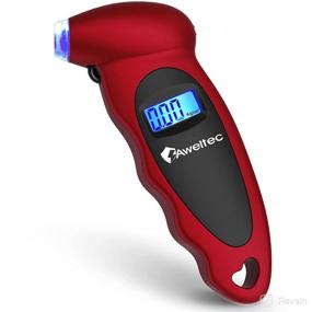 img 4 attached to AWELTEC Digital Tire Pressure Gauge 150 PSI - Accurate and Versatile 🔴 Gauge for Cars, Trucks, Motorcycles, Bicycles - Backlit LCD, Non-Slip Grip - Red