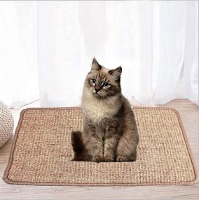 img 2 attached to 🐱 Premium Sisal Cat Scratching Mat: Durable Floor Rug for Cats with Replacement Sisal Posts - Size 11.8 x 15.7