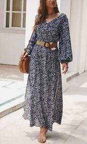 img 1 attached to Bohemian Chic: Bagheat Women'S Printed Maxi Dress With V Neck And Long Sleeves