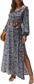 img 4 attached to Bohemian Chic: Bagheat Women'S Printed Maxi Dress With V Neck And Long Sleeves