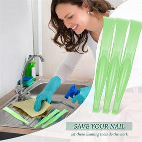 img 1 attached to 🧹 6-Pack Green Non-Scratch Carbon Fiber Plastic Cleaning Scrapers - Pen-shaped Stiff Kitchen Sticker Scratch Cleaning Tools