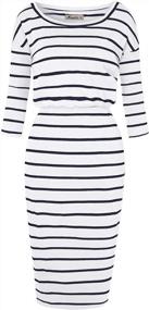 img 3 attached to Women'S 3/4 Sleeve Round Neck Pencil Dress - Hips-Wrapped Office Casual Wear By Moyabo