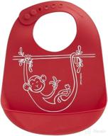 🙈 modern twist bucket-bib: waterproof and reusable, monkey business – red in food-grade silicone logo