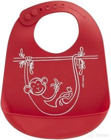 img 4 attached to 🙈 Modern Twist Bucket-Bib: Waterproof and Reusable, Monkey Business – Red in Food-Grade Silicone