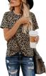 stylish leopard print tops for women: bmjl's cute and casual summer shirts with soft short sleeves, loose fit, and fashionable blouse design logo