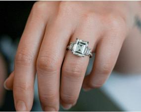 img 3 attached to Kobelli 5 1/2 Carat TGW Three Stone Emerald Cut Moissanite Statement Engagement Ring In 14K White Gold