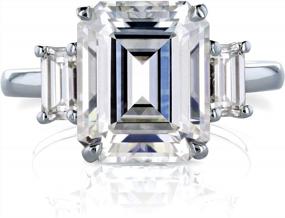 img 1 attached to Kobelli 5 1/2 Carat TGW Three Stone Emerald Cut Moissanite Statement Engagement Ring In 14K White Gold