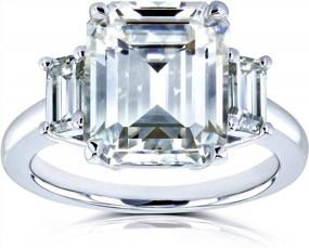 img 4 attached to Kobelli 5 1/2 Carat TGW Three Stone Emerald Cut Moissanite Statement Engagement Ring In 14K White Gold