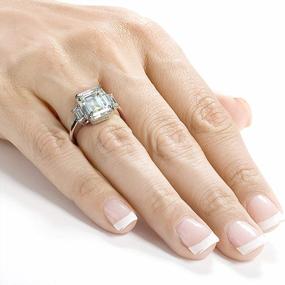 img 2 attached to Kobelli 5 1/2 Carat TGW Three Stone Emerald Cut Moissanite Statement Engagement Ring In 14K White Gold