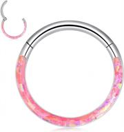 16g cz opal hinged segment nose rings hoop 316l surgical steel earrings 8mm 10mm - longbeauty logo