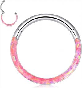 img 4 attached to 16G CZ Opal Hinged Segment Nose Rings Hoop 316L Surgical Steel Earrings 8Mm 10Mm - Longbeauty