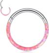 16g cz opal hinged segment nose rings hoop 316l surgical steel earrings 8mm 10mm - longbeauty logo