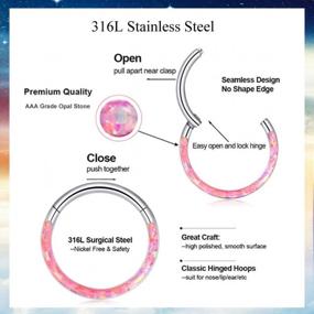 img 2 attached to 16G CZ Opal Hinged Segment Nose Rings Hoop 316L Surgical Steel Earrings 8Mm 10Mm - Longbeauty