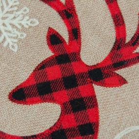img 1 attached to HAUMENLY Рождественский чулок из мешковины, классический красный и черный клетчатый рождественский носок с оленями для украшения домашней вечеринки