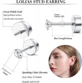 img 3 attached to Stylish And Durable: 12 Pairs Of Flat Back Cartilage Earrings For Women And Men - 316L Surgical Steel With Round CZ Studs In 2-5Mm Sizes - Ideal For Tragus, Helix And Piercing Jewelry (20G)