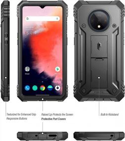 img 3 attached to Чехол OnePlus 7T Defender: серия Revolution, поэтическая прочная крышка с подставкой, двухслойная защита и встроенная защита экрана, противоударный, черный