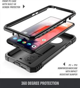 img 2 attached to Чехол OnePlus 7T Defender: серия Revolution, поэтическая прочная крышка с подставкой, двухслойная защита и встроенная защита экрана, противоударный, черный