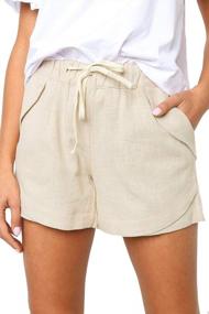 img 4 attached to Women'S Summer Shorts - Comfy Drawstring Elastic Waist With Pockets - QACOHU Casual