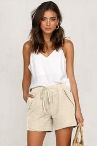 img 1 attached to Women'S Summer Shorts - Comfy Drawstring Elastic Waist With Pockets - QACOHU Casual