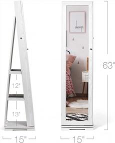 img 3 attached to Valentines Day Gift: TWING 360° Jewelry Armoire W/ Mirror, Full Length Cabinet & Soft Velvet Interior - Marble White