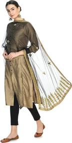 img 2 attached to Lagi Womens Gold Embroidered Dupatta