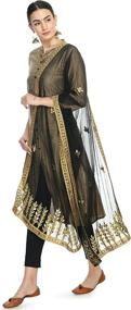 img 1 attached to Lagi Womens Gold Embroidered Dupatta