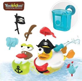 img 4 attached to 🦆 Yookidoo Pirate Jet Duck Bath Toy - Water Shooter & Sensory Development for Kids - Battery Operated Bath Toy with 15 Pieces - Ages 2+ - Bath Time Fun