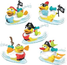 img 2 attached to 🦆 Yookidoo Pirate Jet Duck Bath Toy - Water Shooter & Sensory Development for Kids - Battery Operated Bath Toy with 15 Pieces - Ages 2+ - Bath Time Fun