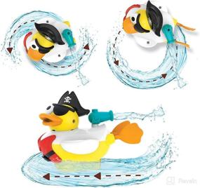 img 1 attached to 🦆 Yookidoo Pirate Jet Duck Bath Toy - Water Shooter & Sensory Development for Kids - Battery Operated Bath Toy with 15 Pieces - Ages 2+ - Bath Time Fun