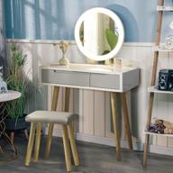 adjustable brightness vanity table set with cushioned stool and free make-up organizer - ideal for dressing, make-up and vanity needs logo