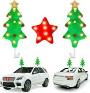 🎄 uratot christmas auto reindeer antlers decoration kit: green tree car reindeer antlers with led lights & vehicle reindeer nose for festive christmas decor logo