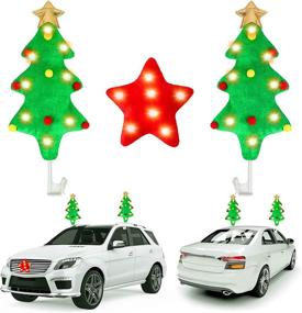 img 4 attached to 🎄 URATOT Christmas Auto Reindeer Antlers Decoration Kit: Green Tree Car Reindeer Antlers with LED Lights & Vehicle Reindeer Nose for Festive Christmas Decor