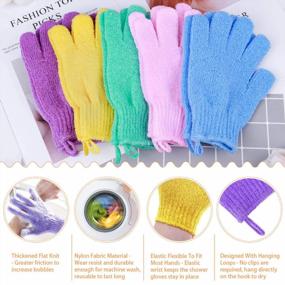 img 3 attached to Exfoliating Gloves, Anezus 6 Pairs Shower Scrub Gloves Bath Loofah Glove Exfoliating For Women To Remove Dead Skin For Body Exfoliate (6 Colors)