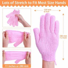 img 2 attached to Exfoliating Gloves, Anezus 6 Pairs Shower Scrub Gloves Bath Loofah Glove Exfoliating For Women To Remove Dead Skin For Body Exfoliate (6 Colors)