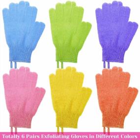 img 4 attached to Exfoliating Gloves, Anezus 6 Pairs Shower Scrub Gloves Bath Loofah Glove Exfoliating For Women To Remove Dead Skin For Body Exfoliate (6 Colors)