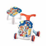 blue baby walker sit-to-stand learning walker, kids activity center with lights & sounds, music, phone, steering wheel, educational push toy for babies and toddlers logo