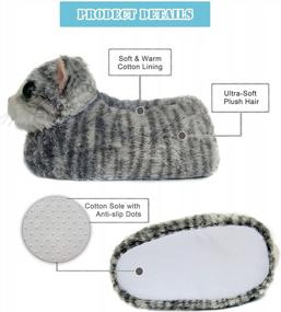 img 1 attached to Cozy Winter Cat Slippers For Men, Women, And Kids - Soft Plush Animal Kitty Footwear With Big Eyes