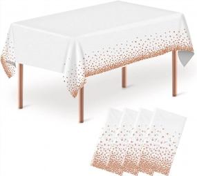 img 4 attached to 4 Pack Rose Gold Disposable Tablecloths For Weddings, Birthday Parties & More - 54 X 108 Inch