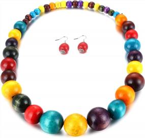 img 3 attached to Layered Multicolor Beaded Wood Necklace