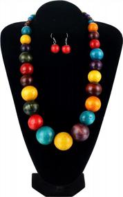 img 2 attached to Layered Multicolor Beaded Wood Necklace