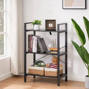 img 2 attached to Maximize Your Space With BEWISHOME 3 Tier Black Open Bookshelf - Ideal For Small Bedroom, Living Room, And Home Office Storage Needs