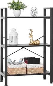 img 3 attached to Maximize Your Space With BEWISHOME 3 Tier Black Open Bookshelf - Ideal For Small Bedroom, Living Room, And Home Office Storage Needs