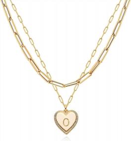 img 4 attached to Personalized Layered Gold Heart Necklace With Initial Pendant And Paperclip Chain - Aesthetic And Elegant 14K Gold Plated Jewelry For Women