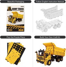 img 1 attached to Двигайтесь с деревянными строительными грузовиками ROKR 3D - подвижными транспортными средствами для детей и коллекционеров!