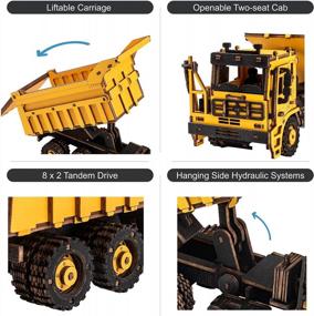 img 2 attached to Двигайтесь с деревянными строительными грузовиками ROKR 3D - подвижными транспортными средствами для детей и коллекционеров!